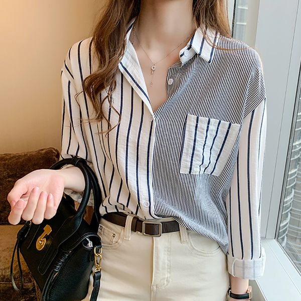 shintimes striped casual pockets long sleeve shirt women cotton blouse ladies clothes 2021 button womens chemisier femme, White
shintimes striped casual pockets long sleeve shirt women cotton blouse ladies clothes 2021 button womens chemisier femme, White
