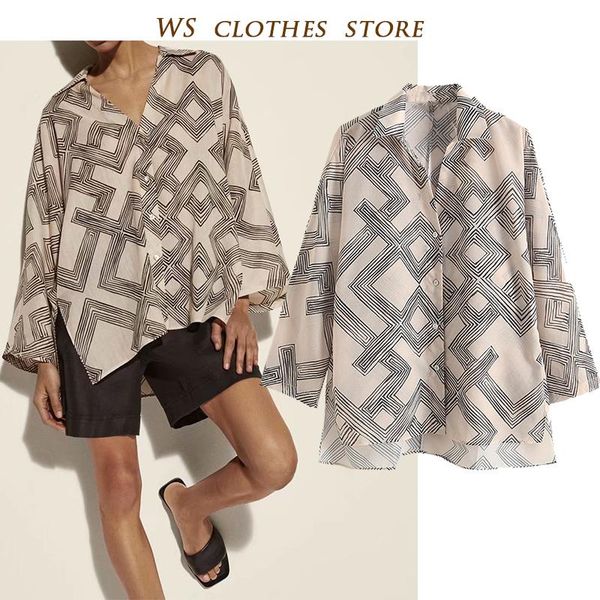 women's blouses & shirts md 2021 fashion simple v-neck printing geometric batwing sleeve blouse female casual front button fitted shirt, White
women's blouses & shirts md 2021 fashion simple v-neck printing geometric batwing sleeve blouse female casual front button fitted shirt, White