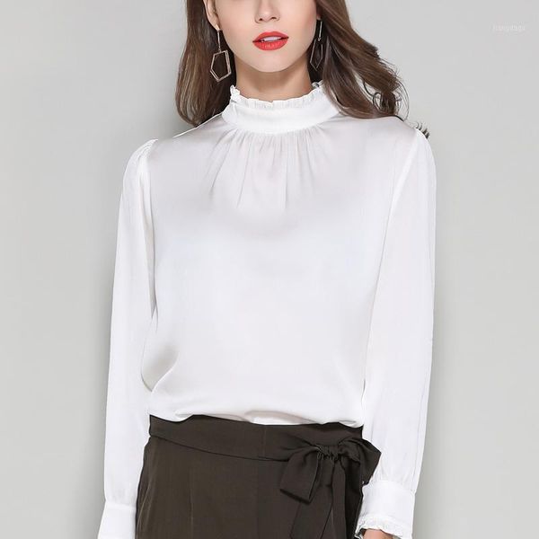 women's blouses & shirts silk stain full sleeve elegant white office lady work fashion solid blouse summer woman 2021
women's blouses & shirts silk stain full sleeve elegant white office lady work fashion solid blouse summer woman 2021