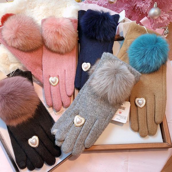 five fingers gloves korean black gray pink cashmere wool women elegant winter fur ball thick warm touch screen christmas gift, Blue;gray
five fingers gloves korean black gray pink cashmere wool women elegant winter fur ball thick warm touch screen christmas gift, Blue;gray