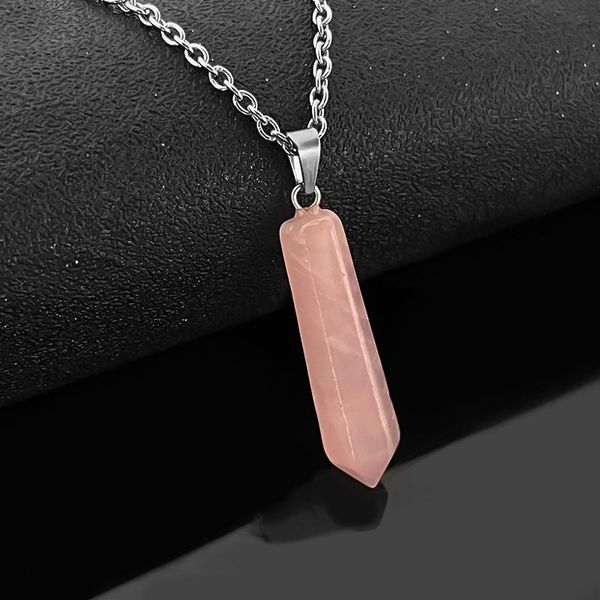 pendant necklaces pink crystal natural stone for women chakra necklace stainless steel jewelry silver color chain wholesale
pendant necklaces pink crystal natural stone for women chakra necklace stainless steel jewelry silver color chain wholesale