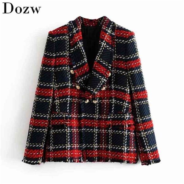vintage women red plaid tweed blazer coat elegant double breasted tassel suit jacket winter long sleeve office outerwear 210515, White;black
vintage women red plaid tweed blazer coat elegant double breasted tassel suit jacket winter long sleeve office outerwear 210515, White;black