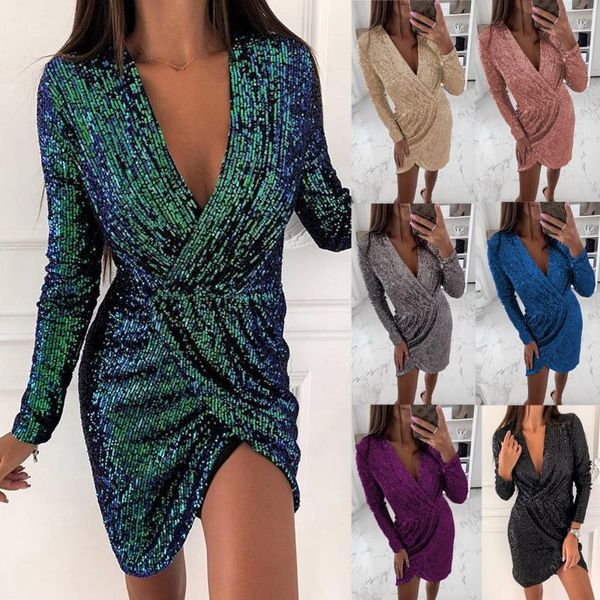 casual dresses for women women's clothing solid color v-neck sequined lace mesh stitching hem slit dress vestidos, Black;gray
casual dresses for women women's clothing solid color v-neck sequined lace mesh stitching hem slit dress vestidos, Black;gray