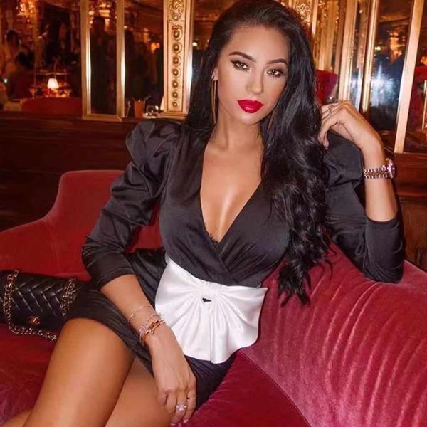 casual dresses autumn deep v neck full sleeve sashes bow mini bandage women night club party zdq9, Black;gray
casual dresses autumn deep v neck full sleeve sashes bow mini bandage women night club party zdq9, Black;gray
