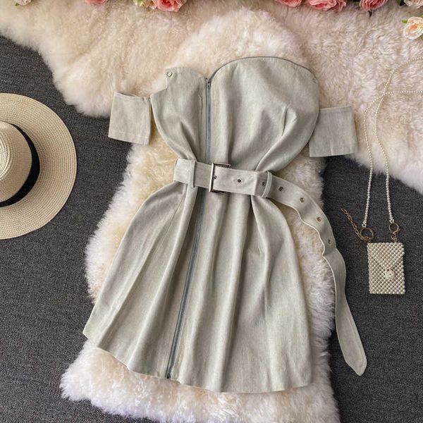 summer plus size off the shoulder strapless denim dress women mini casual slim slash neck jeans vestido feminino retro 210610, Black;gray
summer plus size off the shoulder strapless denim dress women mini casual slim slash neck jeans vestido feminino retro 210610, Black;gray
