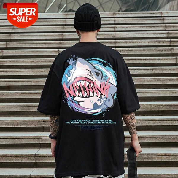 national tide shark print short-sleeved t-shirt men's brand trend ins couple half-sleeved large size summer thin bottoming shirt #he06, White;black
national tide shark print short-sleeved t-shirt men's brand trend ins couple half-sleeved large size summer thin bottoming shirt #he06, White;black