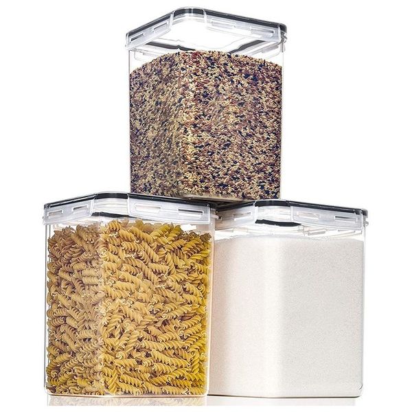 storage bottles & jars food containers with lids airtight for flour, sugar, baking supply and dry storage, 3pcs
storage bottles & jars food containers with lids airtight for flour, sugar, baking supply and dry storage, 3pcs