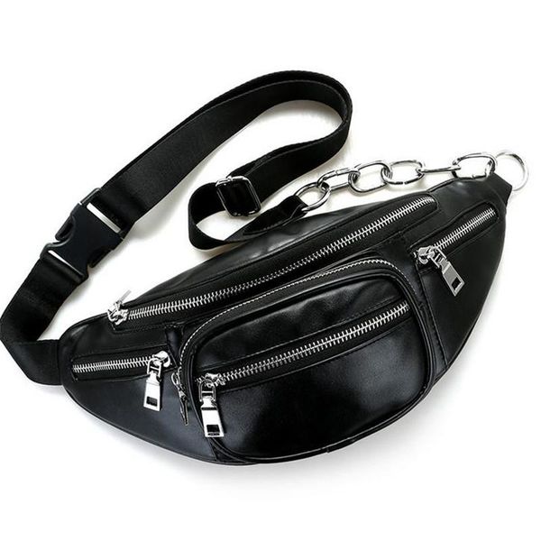 fashion men women pu leather waist bags chain black solid fanny pack travel belt purse shoulder tote bag 40#
fashion men women pu leather waist bags chain black solid fanny pack travel belt purse shoulder tote bag 40#
