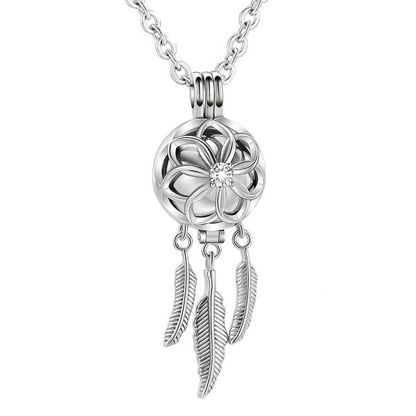 stainless steel cremation jewelry pendant necklace of hollow urn blossom cage with feather jewelry for ashes keepsake, Silver
stainless steel cremation jewelry pendant necklace of hollow urn blossom cage with feather jewelry for ashes keepsake, Silver