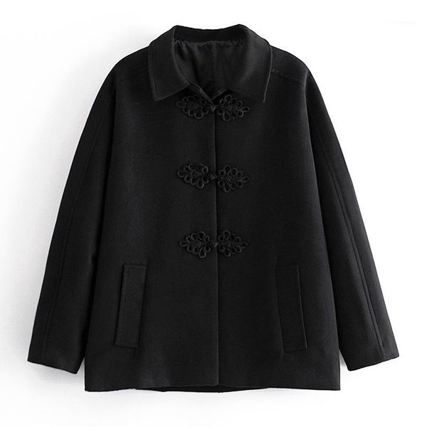 women's wool & blends novalya solid long sleeve coats women fashion loose rope buckle jackets elegant turn down collar female ladies, Black
women's wool & blends novalya solid long sleeve coats women fashion loose rope buckle jackets elegant turn down collar female ladies, Black
