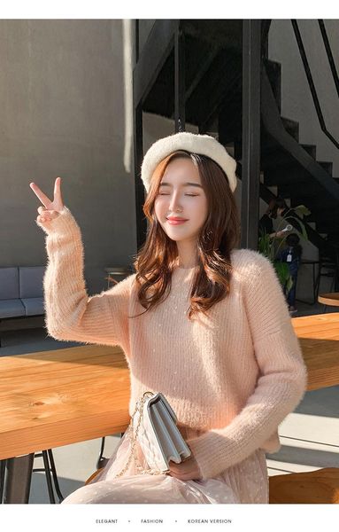women's sweaters lux angner sweater 2021 autumn winter women lazy wind loose sequined outer wear korean style, White;black
women's sweaters lux angner sweater 2021 autumn winter women lazy wind loose sequined outer wear korean style, White;black