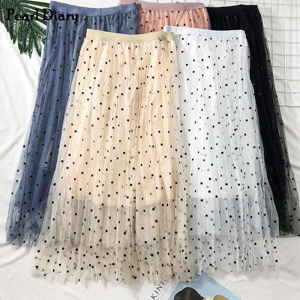 pearl diary women spring summer polka dot tulle skirt transparent mesh elegant long femme sweet elastic waist skirts, Black
pearl diary women spring summer polka dot tulle skirt transparent mesh elegant long femme sweet elastic waist skirts, Black