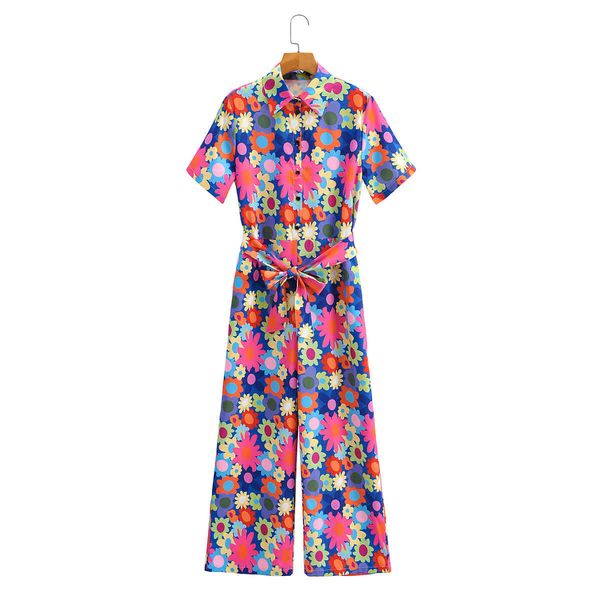sweet lapel short sleeve colorful flowers printed women jumpsuit vintage with belt draw back chic female straight jumpsuit 210507, Black;white
sweet lapel short sleeve colorful flowers printed women jumpsuit vintage with belt draw back chic female straight jumpsuit 210507, Black;white