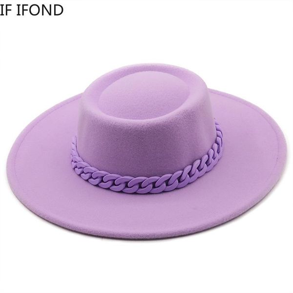 wide brim hats candy colors chain bowler fedoras hat british style ladies elegant jazz caps panama trilby formal party cap, Blue;gray
wide brim hats candy colors chain bowler fedoras hat british style ladies elegant jazz caps panama trilby formal party cap, Blue;gray