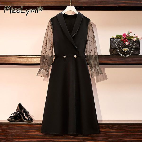 casual dresses l-5xl plus size women elegant dress autumn 2021 fashion v-neck mesh polka dot long sleeve patchwork black a-line ladies, Black;gray
casual dresses l-5xl plus size women elegant dress autumn 2021 fashion v-neck mesh polka dot long sleeve patchwork black a-line ladies, Black;gray