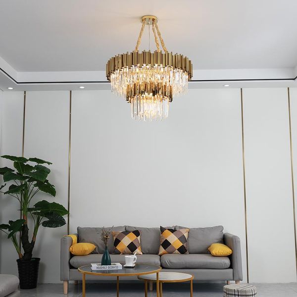 chandeliers modern large crystal chandelier lamp for luxury living room gold chain round stainless steel lighting fixture
chandeliers modern large crystal chandelier lamp for luxury living room gold chain round stainless steel lighting fixture