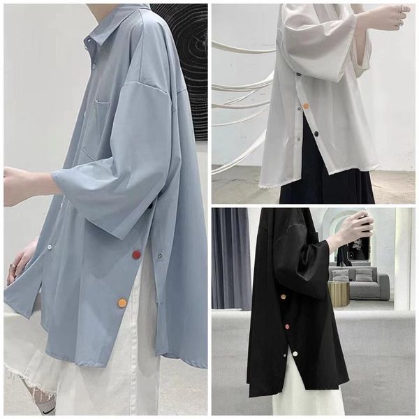 men's casual shirts ice silk shirt short sleeve 7 / 6 japanese salt trend half ruffian handsome summer coat, White;black
men's casual shirts ice silk shirt short sleeve 7 / 6 japanese salt trend half ruffian handsome summer coat, White;black
