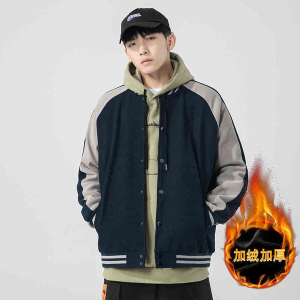 men coat men's jackets plush baseball jacket men's autumn and winter korean version trend loose versatile casual color blocking tr, Black;brown
men coat men's jackets plush baseball jacket men's autumn and winter korean version trend loose versatile casual color blocking tr, Black;brown