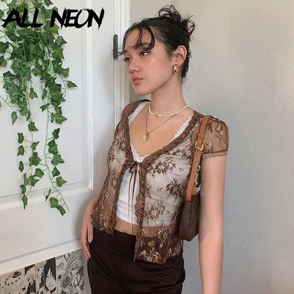 women's t-shirt allneon y2k fashion brown lace bandage crop vintage v-neck short sleeve t-shirts transparent streetwear sweet cute out, White
women's t-shirt allneon y2k fashion brown lace bandage crop vintage v-neck short sleeve t-shirts transparent streetwear sweet cute out, White