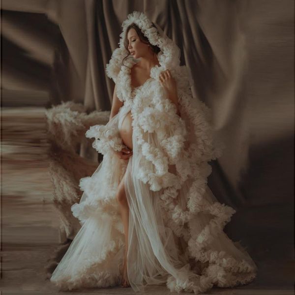 casual dresses luxury birdal tulle robes with hat ruffled long summer dress for poshoot custom made women maternity dressing gowns, Black;gray
casual dresses luxury birdal tulle robes with hat ruffled long summer dress for poshoot custom made women maternity dressing gowns, Black;gray