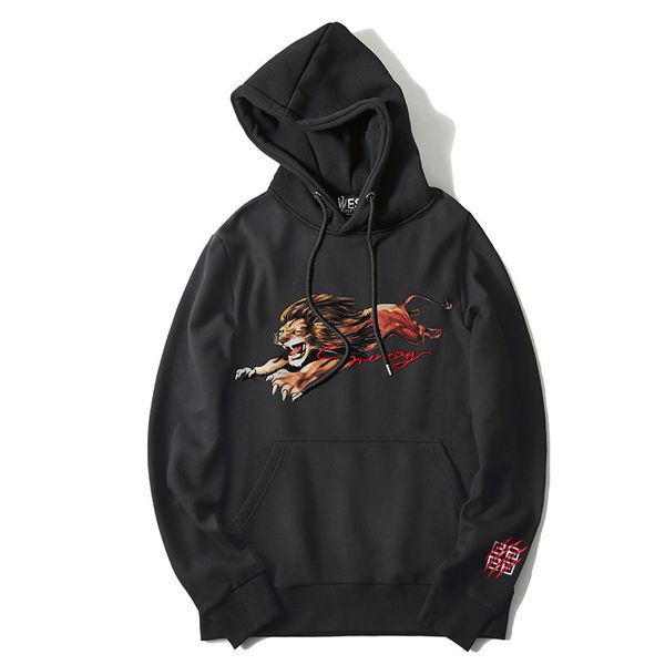 hoodies fashion fleece autumn and winter men's wear lion print left sleeve embroidery brand hip hop hooded sweater for lovers, Black
hoodies fashion fleece autumn and winter men's wear lion print left sleeve embroidery brand hip hop hooded sweater for lovers, Black