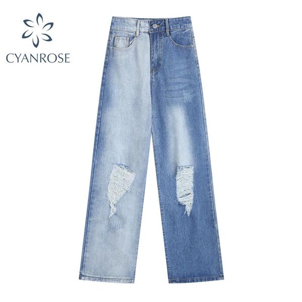 women's jeans fashion patchwork ripped women 2021 streetwear y2k high waist loose casual straighting long trousers female wide leg pant, Blue
women's jeans fashion patchwork ripped women 2021 streetwear y2k high waist loose casual straighting long trousers female wide leg pant, Blue
