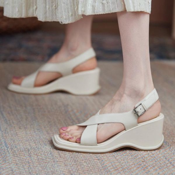 sandals wedge high heel women genuine leather square toe ankle buckle platform 2021 summer casual female shoes, Black
sandals wedge high heel women genuine leather square toe ankle buckle platform 2021 summer casual female shoes, Black