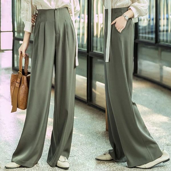 capris high waist wide legged trousers for quality women leisure street elegant office pants, Black;white
capris high waist wide legged trousers for quality women leisure street elegant office pants, Black;white