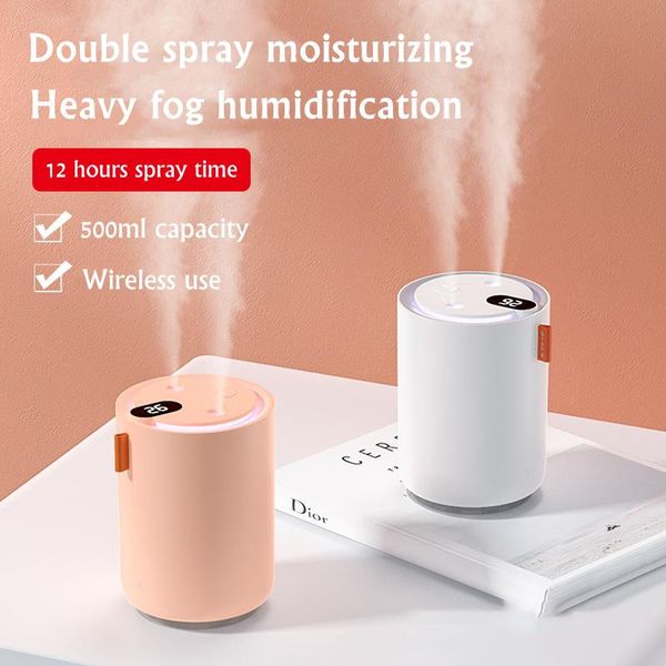 humidifiers 500ml wireless air humidifier double nozzle heavy fog mute usb aroma diffuser 4000mah rechargeable battery portable mist maker
humidifiers 500ml wireless air humidifier double nozzle heavy fog mute usb aroma diffuser 4000mah rechargeable battery portable mist maker