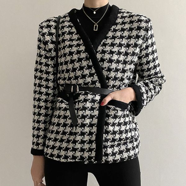autumn korean female winter single-breasted vintage houndstooth jacket wears automne thin femme outwear, Black;brown
autumn korean female winter single-breasted vintage houndstooth jacket wears automne thin femme outwear, Black;brown