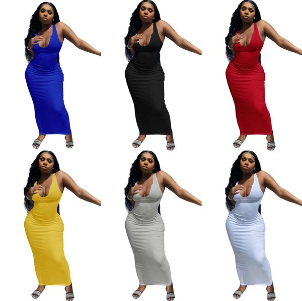 women's spring and summer suspender vest deep v-neck slim bag hip long skirt dress, Black;gray
women's spring and summer suspender vest deep v-neck slim bag hip long skirt dress, Black;gray