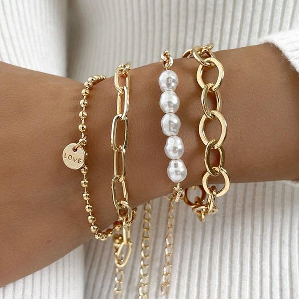link, chain diezi multilayer gold color bracelet sets for women fashion baroque pearl letters charm bracelets bangles 2021 jewelry, Black
link, chain diezi multilayer gold color bracelet sets for women fashion baroque pearl letters charm bracelets bangles 2021 jewelry, Black