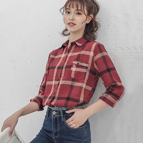 korean style casual lapel shirts women fashion plaid shirt female long sleeve button pockets blouse tees blosas women's blouses &, White
korean style casual lapel shirts women fashion plaid shirt female long sleeve button pockets blouse tees blosas women's blouses &, White