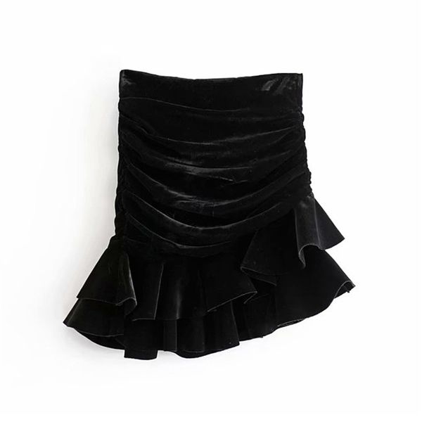 women stylish black velvet pleated asymmetrical mini skirt ladies back zipper vestidos chic ruffles skirts faldas mujer 210430
women stylish black velvet pleated asymmetrical mini skirt ladies back zipper vestidos chic ruffles skirts faldas mujer 210430
