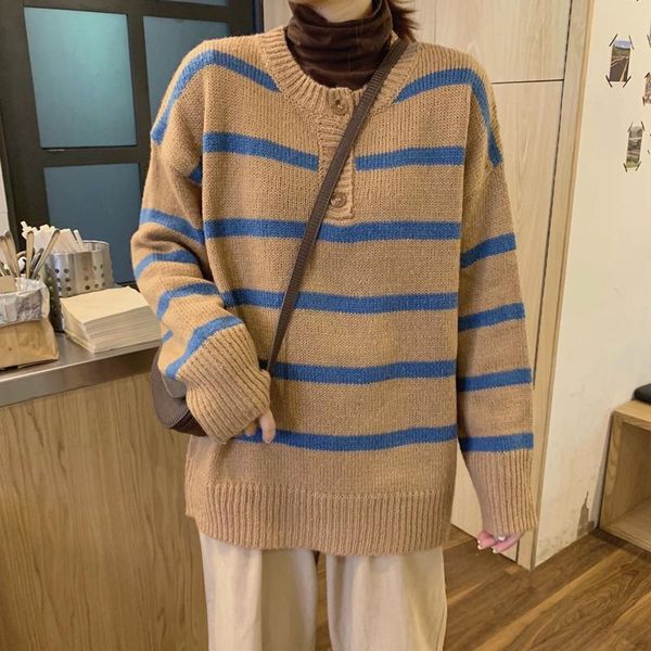 women's sweaters striped sweater women oversized korean harajuku clothing loose female casual fashion button pullover autumn winte, White;black
women's sweaters striped sweater women oversized korean harajuku clothing loose female casual fashion button pullover autumn winte, White;black