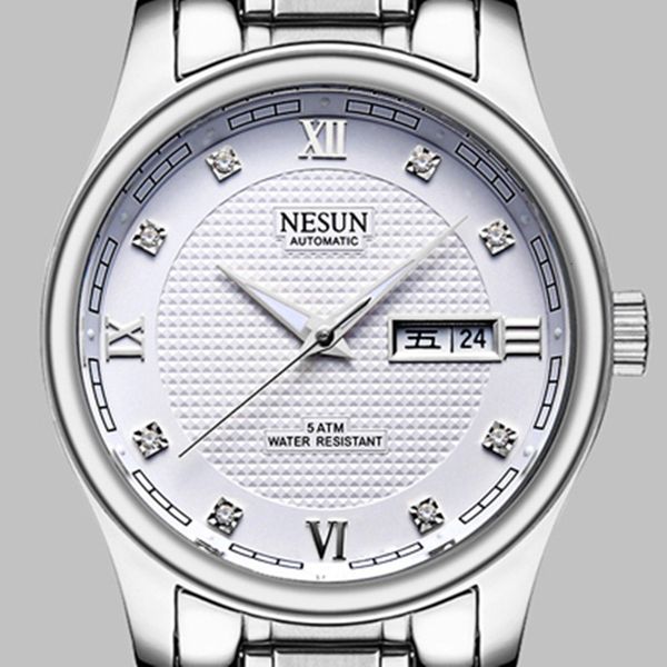 nesun brand watches men's fashion simple waterproof brightness rvs clock business casual mechanical, Slivery;brown
nesun brand watches men's fashion simple waterproof brightness rvs clock business casual mechanical, Slivery;brown