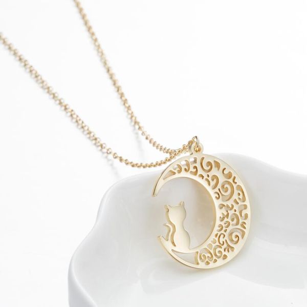 personalized stainless steel e cat and the moon necklace silver gold color necklaces for women men lovers jewrelry
personalized stainless steel e cat and the moon necklace silver gold color necklaces for women men lovers jewrelry