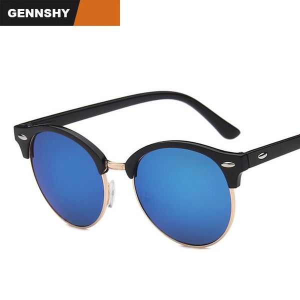 sunglasses fashion half metal frame men women small round nails lady blue mirror lenses uv400 rayed eyewear, White;black
sunglasses fashion half metal frame men women small round nails lady blue mirror lenses uv400 rayed eyewear, White;black