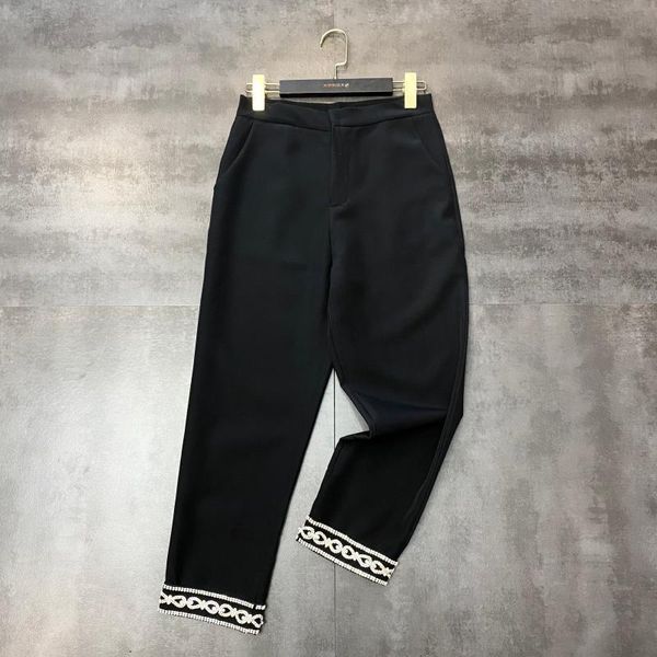 women's pants & capris 2021 spring fashion trousers rhinestone shiny heavy industry wild female tide 0308, Black;white 
women's pants & capris 2021 spring fashion trousers rhinestone shiny heavy industry wild female tide 0308, Black;white