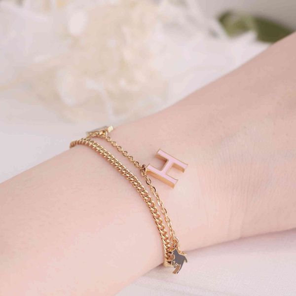 2021 new jewelry decoration titanium steel pink oil drop letter animal black powder contrast small diamond double-layer bracelet personality
2021 new jewelry decoration titanium steel pink oil drop letter animal black powder contrast small diamond double-layer bracelet personality