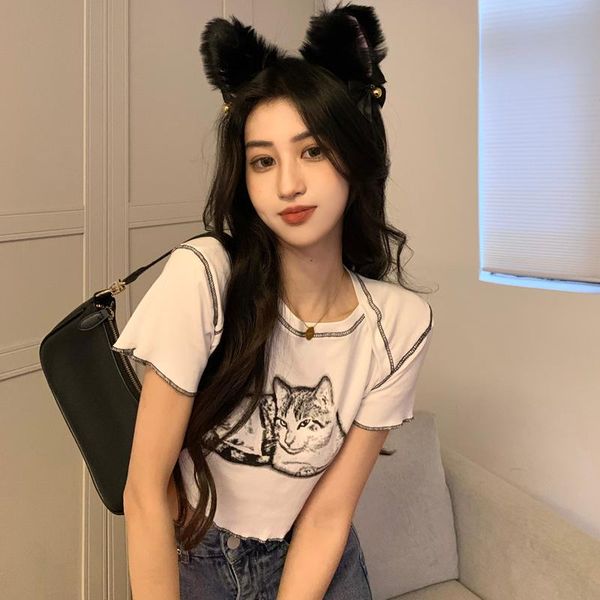 women's t-shirt cute ins cat print tshirt female korean harajuku t-shirts japanese kawaii ladies ulzzang clothes for women, White
women's t-shirt cute ins cat print tshirt female korean harajuku t-shirts japanese kawaii ladies ulzzang clothes for women, White