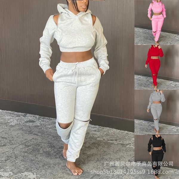 women's tracksuits 2021 drop shoulder sleeve hooded full circle zipper sweater suit, Gray
women's tracksuits 2021 drop shoulder sleeve hooded full circle zipper sweater suit, Gray