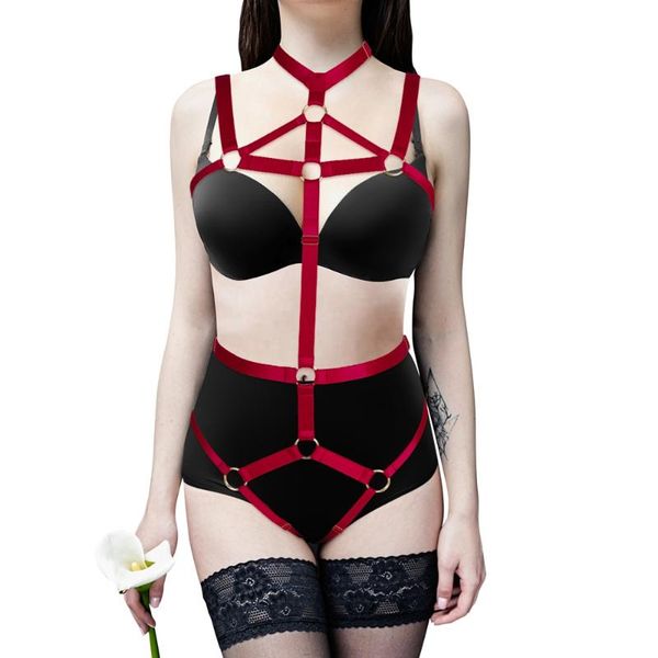 bras sets punk goth accessories full body hollow bra lingerie set harness for women adjust waist size pole dance rave clothes, Red;black
bras sets punk goth accessories full body hollow bra lingerie set harness for women adjust waist size pole dance rave clothes, Red;black