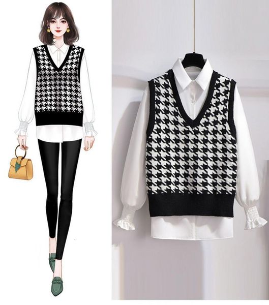 autumn and winter 2021 v-neck thousand bird lattice loose knitted vt sweater xiaoxiangfeng female, Black;white
autumn and winter 2021 v-neck thousand bird lattice loose knitted vt sweater xiaoxiangfeng female, Black;white