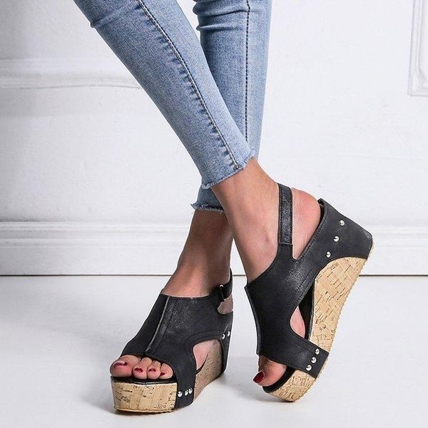 dress shoes summer brown pu women platform sandals peep toe wedge buckle strap comfortable size 35-42, Black
dress shoes summer brown pu women platform sandals peep toe wedge buckle strap comfortable size 35-42, Black