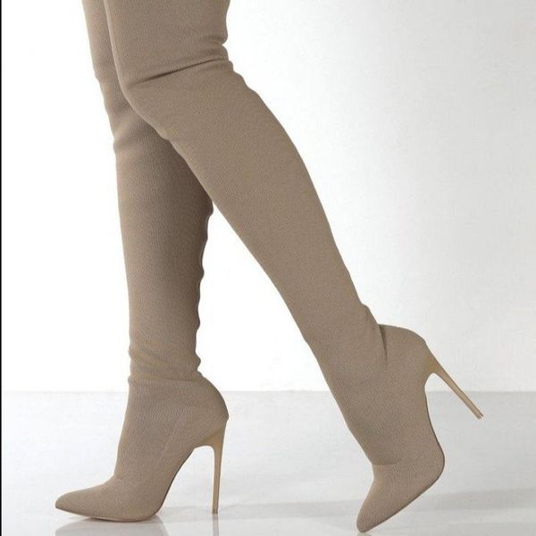 boots winter paisley women vogue pointy toe punk high thin heels sock over the knee autumn botas de lady, Black
boots winter paisley women vogue pointy toe punk high thin heels sock over the knee autumn botas de lady, Black