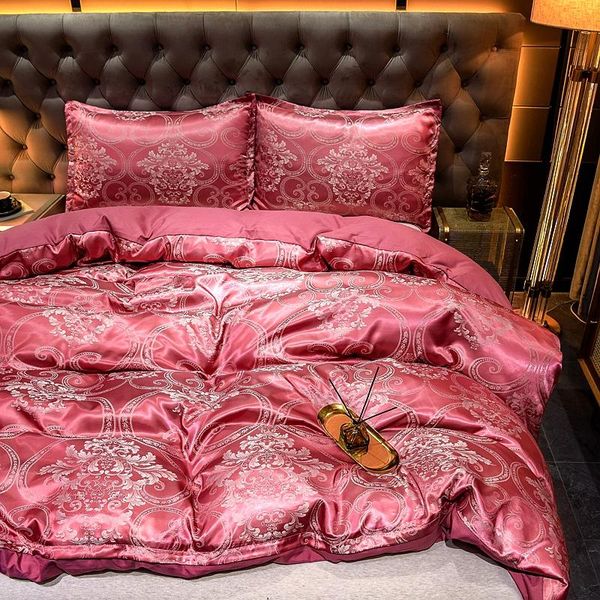 bedding sets luxury beddings jacquard soft satin silky down cover pillowcase set with zipper seal, light red, medium size double bed
bedding sets luxury beddings jacquard soft satin silky down cover pillowcase set with zipper seal, light red, medium size double bed