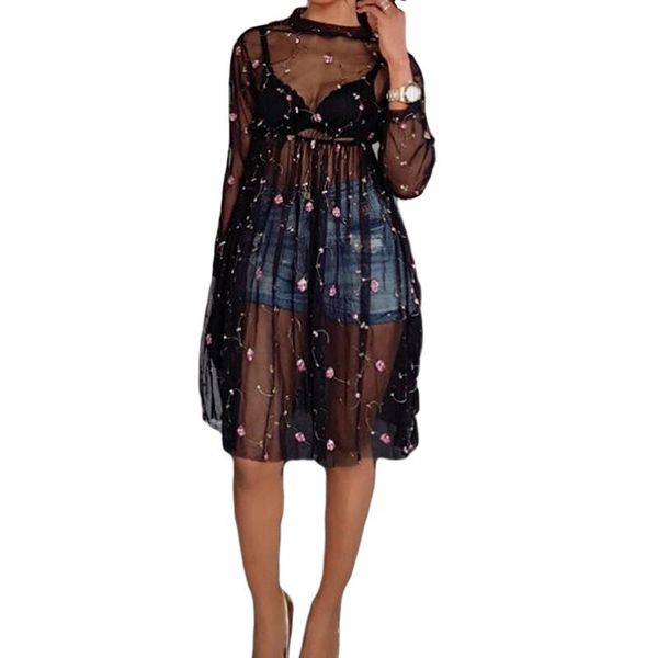 casual dresses doyerl summer black see through mesh dress with embroidery long sleeve loose short mini sheer night party clubwear, Black;gray
casual dresses doyerl summer black see through mesh dress with embroidery long sleeve loose short mini sheer night party clubwear, Black;gray