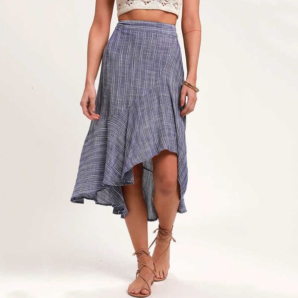 skirts summer women high waist ruffles loose beach denim blue stripe print irregular midi skirt elegant female bottom 8uwy, Black
skirts summer women high waist ruffles loose beach denim blue stripe print irregular midi skirt elegant female bottom 8uwy, Black