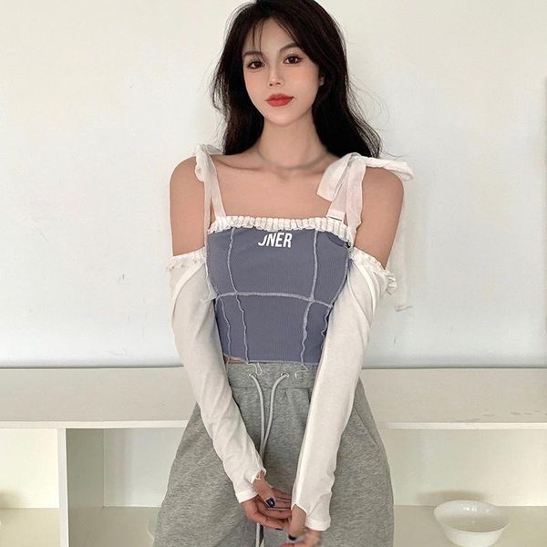 women's t-shirt t-shirts slash neck patchwork navel exposed t shirt casual long-sleeved w1, White
women's t-shirt t-shirts slash neck patchwork navel exposed t shirt casual long-sleeved w1, White